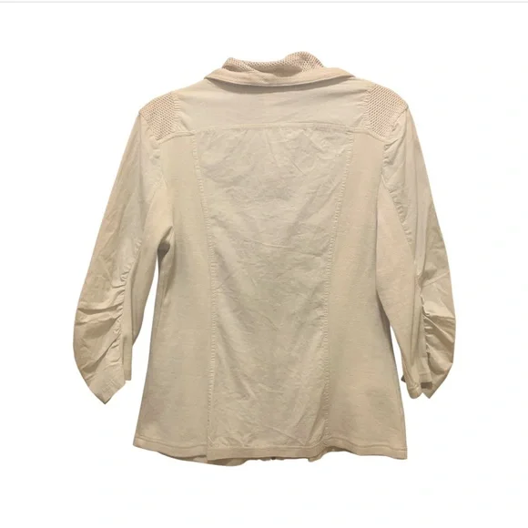 NWT XCVI Women's Medium Utility Lightweight Sand Ivory Mesh Jacket - Picture 3 of 8